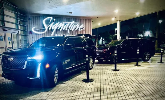 Luxury airport transfer vehicle with professional chauffeur in Miami